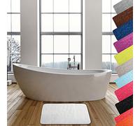 MSV - Alfombra de baño de Microfibra Pebble - Absorbente y Antideslizante - 50 x 80 cm - Blanca - Lavable a máquina - Secado rápido - Máxima Comodidad para el baño
