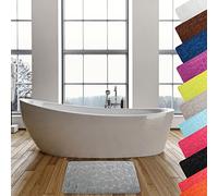 MSV - Alfombra de baño de Microfibra Pebble - Absorbente y Antideslizante - 50 x 80 cm - Gris Claro - Suave, cómoda y de Secado rápido - Ideal para baño y Ducha
