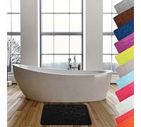 MSV - Alfombra de baño de Microfibra Pebble - Absorbente y Antideslizante - 50 x 80 cm - Negra - Suave, cómoda y de Secado rápido - Ideal para baño y Ducha