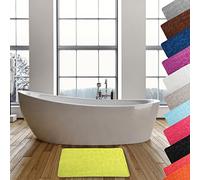 MSV - Alfombra de baño de Microfibra Pebble - Absorbente y Antideslizante - 50 x 80 cm - Verde anís - Lavable a máquina - Secado rápido - Confort óptimo para el baño