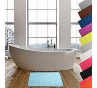 MSV - Alfombra de baño de Microfibra Pebble - Mayor Seguridad - Base Antideslizante - Uso en el baño - Niños y Personas Mayores - 40 x 60 cm - Azul Claro