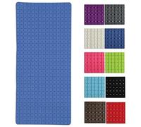 MSV - Alfombrilla de baño Antideslizante - Quadro Rubber - 36 x 76 cm - Azul Oscuro - Diseño Moderno para un baño Seguro - Superficie Texturizada para un Agarre óptimo