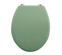 MSV - Asiento de inodoro CLÉO MDF - Bisagras de acero inoxidable - Almohadillas de cierre suave - Ø 370 x 450 mm - Verde albahaca mate - Acabado elegante - Comodidad y practicidad para el baño