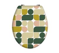 MSV - Asiento de inodoro F1 Joyce MDF - Cierre suave - 42,5 x 36,5 x 5 cm - Multicolor - Diseño universal apto para familias - Fácil instalación y limpieza
