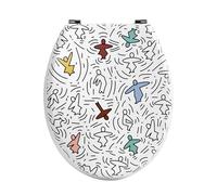 MSV - Asiento de inodoro F1 Karl MDF - Cierre suave - 42,5 x 36,5 x 5 cm - Multicolor - Diseño universal apto para familias - Fácil instalación y limpieza