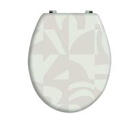MSV - Asiento de inodoro F1 Lyndsey MDF - Cierre suave - 42,5 x 36,5 x 5 cm - Beige - Diseño universal apto para familias - Fácil instalación y limpieza