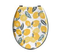 MSV - Asiento de inodoro F1 SorenzA MDF - Cierre suave - 42,5 x 36,5 x 5 cm - Amarillo - Diseño universal apto para familias - Fácil instalación y limpieza