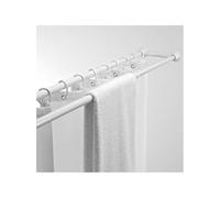 MSV Barra para Cortina de Ducha o Bañera Doble Extensible para Fijar en Aluminio 125-225cm Blanco