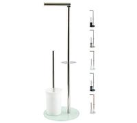 MSV Bergamo - Escobillero para WC, plástico Acero Inoxidable Vidrio, Blanco