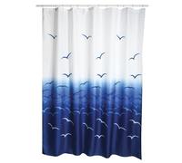 MSV Cortina de Baño, Diseño Gaviotas, Plástico y Poliéster, Multicolor, 40x50x3 cm