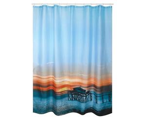 MSV - Cortina de Ducha antimoho, antibacteriana, Lavable, Impermeable, con 12 Anillas, poliéster, Puesta de Sol, 180 x 200 cm