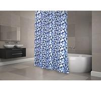 MSV Cortina de Ducha de poliéster de Premium Calula, poliéster, Azul, 180 x 200 cm