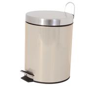 MSV - Papelera de baño - Acero inoxidable con cubo interior extraíble - Elegante papelera con pedal - Compacta y práctica - Beige - 3L