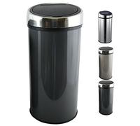 MSV - Cubo de basura Touch - Acero inoxidable - Capacidad 30L - Sistema de apertura silenciosa - Ø 29 x 64 cm - Acabado gris antracita - Ideal para cocinas modernas