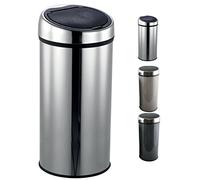 MSV - Cubo de basura Touch Kitchen - Acero inoxidable - Capacidad 30L - Sistema de apertura silenciosa - Ø 29 x 64 cm - Acabado antihuellas - Ideal para cocinas modernas