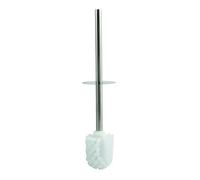 MSV - Escobilla de baño - Mango de Acero Inoxidable - Diseño Compacto - Ø36 cm - Blanco - Práctico Accesorio de baño - Fácil Almacenamiento - Limpieza eficaz y diseño Elegante
