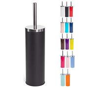 MSV - Escobillero con Soporte - Acero Inoxidable y Acero - para Guardar Accesorios de Ducha y baño - Ø 11,5 x 40 cm - Negro - Ideal para Productos de Cuidado Personal