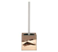 MSV Escobillero con Soporte de MDF y Acero Inoxidable Cuadrado Cottage Sepia