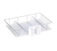MSV - Escurreplatos y Utensilios de Acero Sakura - Escurridor con Bandeja recogedora de Agua - Estilo escandinavo Minimalista para Cocina - Acabado de Alta Resistencia - Blanco