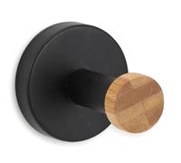 MSV Gancho para Toallas de Bambú Natural y Negro Mate - Multiusos para Baño, Cocina y Armario