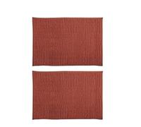 MSV - Juego de 2 Alfombrillas de baño de Microfibra de Chenilla - Pelo Largo, Antideslizantes - Lavables a máquina - Práctico Lazo para Colgar - Máxima Comodidad e higiene - Terracota - 50 x 80 cm