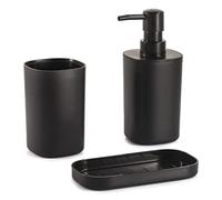 MSV - Juego de 3 Accesorios de baño en Lona - Diseño Elegante y práctico - Tamaño estándar - Negro - Ideal para decoración Moderna - Accesorio de baño
