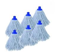 MSV Juego de 6 Flecos de Recambio para Fregona de Algodón Blanco 250gr - Punta Hexagonal