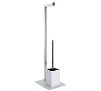 MSV Juego de Pie WC, Acero Inoxidable, Blanco, 70,5x22x18 cm