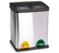 MSV MS265 - Papelera de inox clasificadora, 2 compartimentos, 31x26,5x39,5cm