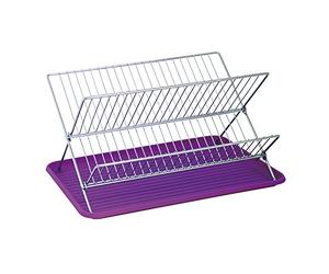 MSV MS281 - Escurreplatos Plegable con Bandeja, Color Morado