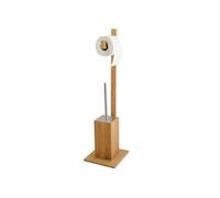 MSV MS540 - Portarrollos y escobilla de baño de bambú, Color Beige