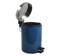 MSV - Papelera de baño - Acero inoxidable con cubo interior extraíble - Elegante papelera con pedal - Compacta y práctica - Azul - 3L