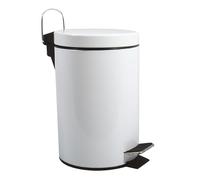 MSV France Papelera de baño Acero inoxidable con cubo interior extraíble, pedal Blanco 3 L