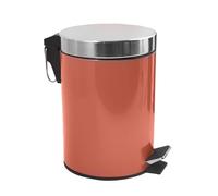 MSV - Papelera de baño - Acero inoxidable con cubo interior extraíble - Elegante papelera con pedal - Compacta y práctica - Terracota - 3L