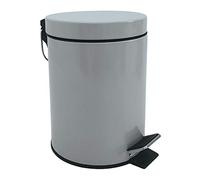MSV - Papelera de baño - Acero inoxidable con cubo interior extraíble - Elegante papelera con pedal - Compacta y práctica - Gris claro - 3 L