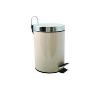 MSV - Papelera de baño - Acero inoxidable con cubo interior extraíble - Elegante papelera con pedal - Compacta y práctica - Beige - 3L