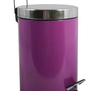 MSV - Papelera de baño - Acero inoxidable con cubo interior extraíble - Elegante papelera con pedal - Compacta y práctica - Morado - 3 L