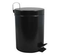 MSV - Papelera de baño - Acero inoxidable con cubo interior extraíble - Elegante papelera con pedal - Compacta y práctica - Negro mate - 5L