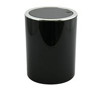 MSV - Papelera de pedal Kamaka con tapa basculante - Capacidad 6L - Ideal para baños - Dimensiones Ø18,5 x 26 cm - Negro