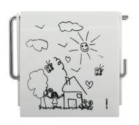MSV - Portarrollos de Papel higiénico de Pared - PS y Acero Cromado - Diseño Infantil - Dimensiones 13 x 15 x 11,5 cm - Blanco y Negro - Ideal para Guardar Accesorios de Ducha y baño