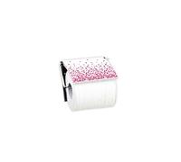 MSV - Portarrollos de Papel Higiénico de Pared - PS y Acero Cromado - Modelo París - Dimensiones 13 x 15 x 11,5 cm - Color Fucsia - Diseño Elegante y Práctico para Baño