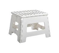 MSV - Taburete Plegable Antideslizante y Ligero para Cocina y Baño - 22 x 32 x 25 cm - Blanco - Seguridad Interior y Exterior para Niños y Adultos