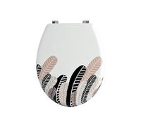 MSV Tapa Inodoro MDF Plumas Vintage - Bisagras INOX