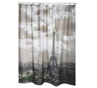 MSV, Tenda da doccia, Poliestere, Rivestimento antibatterico, Anelli inclusi, Lavabile a 30°, Tessuto impermeabile lavabile in lavatrice, Made in Europe, Paris, 180 x 200 cm