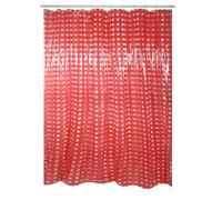 MSV, Tenda da doccia, PVC, Rivestimento antibatterico, 100% vinile, Anelli inclusi, Rivestimento antibatterico e idrorepellente, lavabile a 40°, Made in Europe, Rosso, 180 x 200 cm