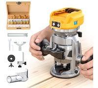 MtiolHig Herramienta de enrutador compacta inalámbrica compatible con batería DeWalt de 20 V, con base fija de enrutador de doble mango