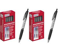 MTL Dohe - Caja de bolígrafos retráctiles - 1,0 mm - 12 uds - Negro (Paquete de 2)