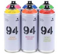 Mtn Graffiti Pack 6 x 400 ml Montana Colors 94 Colores Primarios + 3 Tapas de Repuesto - Amarillo, Rosa, Naranja, Azul, Verde, Rojo