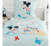 MTOnlinehandel Ropa de cama infantil de 135 x 200 cm, diseño de Mickey Mouse, Plutón y Donald Duck para niños y niñas, 1 funda de almohada de 80 x 80 cm + funda nórdica de 135 x 200 cm, 100% algodón