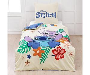 MTOnlinehandel Stitch Aloha Stitch & Lilo - Juego de ropa de cama infantil (135 x 200 cm, 80 x 80 cm, 2 piezas)